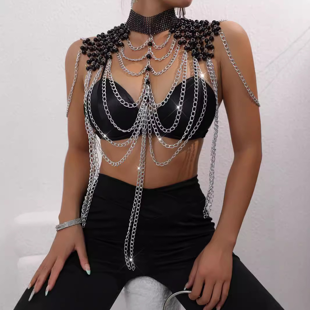 Women Bikini Pearl Vest Chest  - Body Jewelry Vest avis et prix