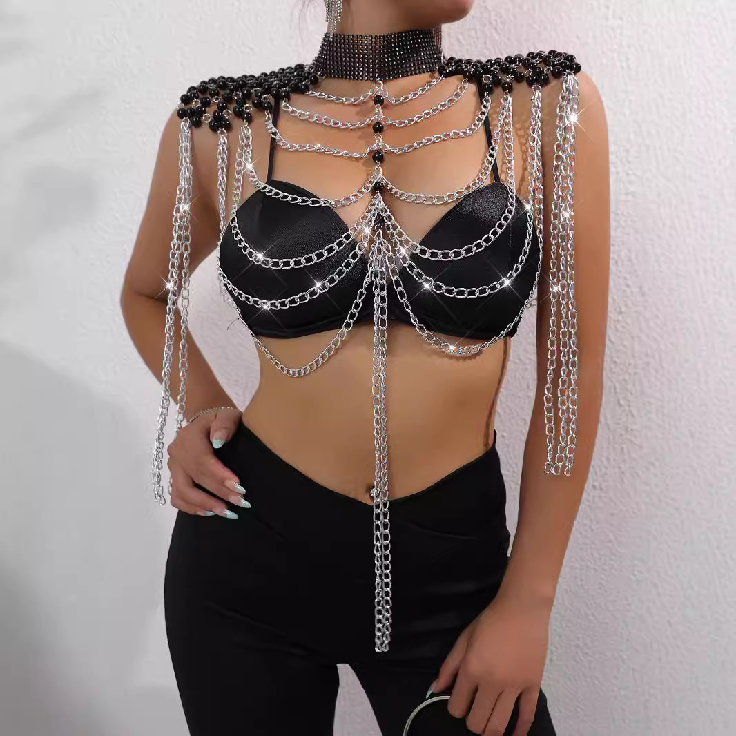 Women Bikini Pearl Vest Chest  - Body Jewelry Vest avis et prix