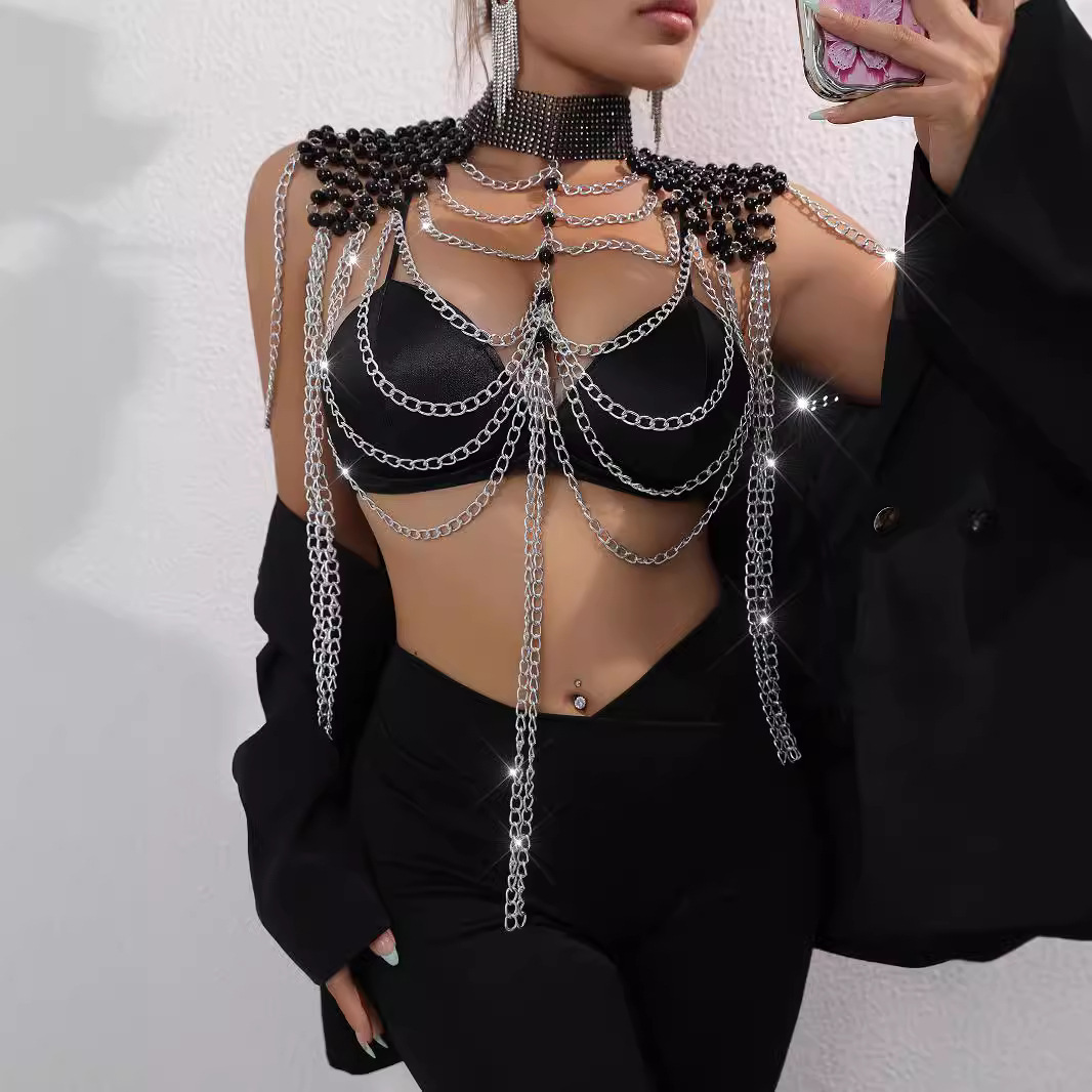 Women Bikini Pearl Vest Chest  - Body Jewelry Vest avis et prix