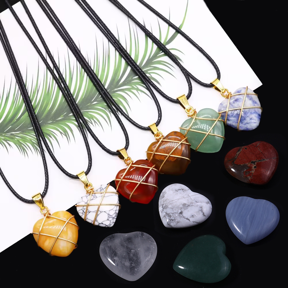 5pcs No Hole Heart Natural Sto - Body Jewelry Piercing avis et prix
