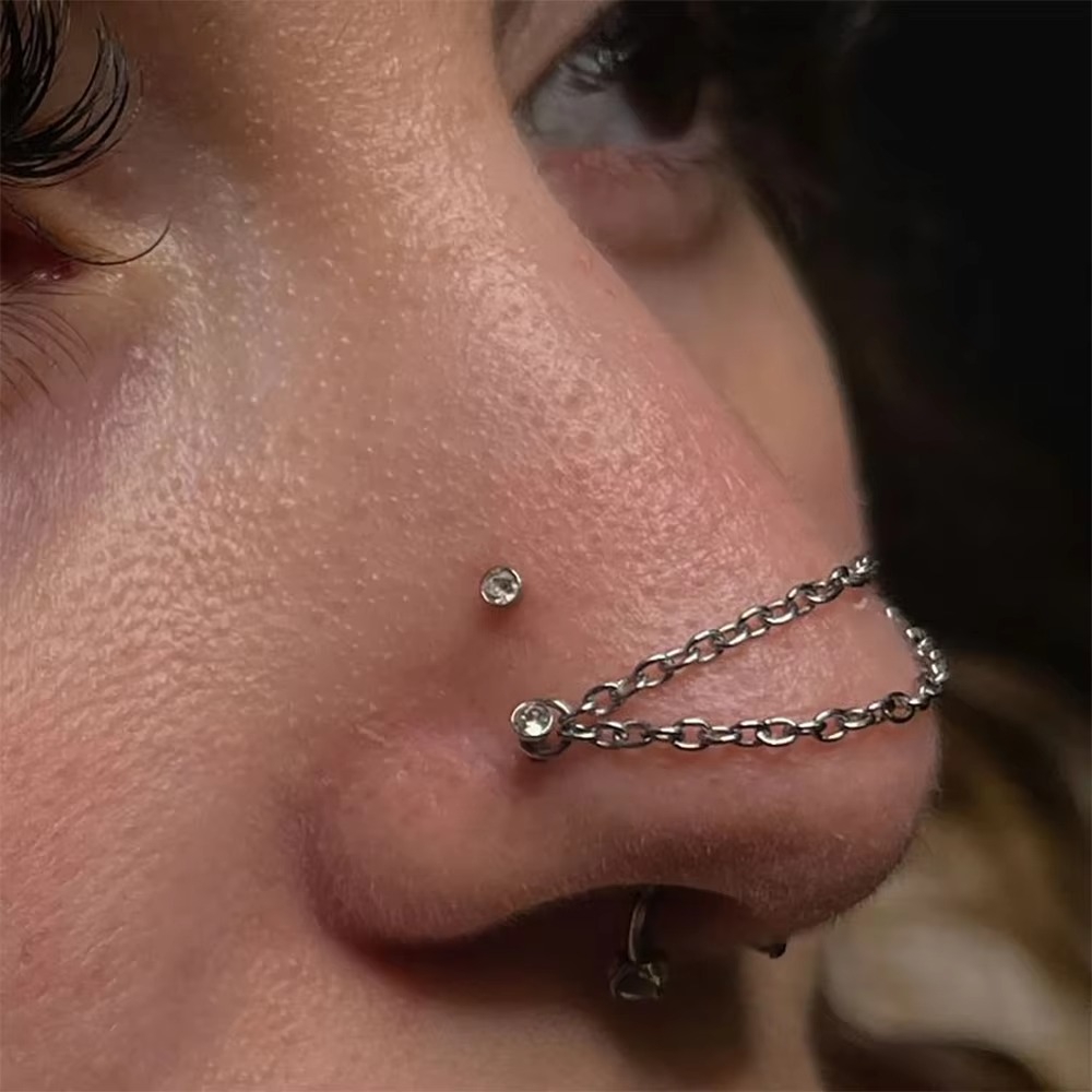 Titanium Nose Chain Three Laye - Body Jewelry Piercing avis et prix