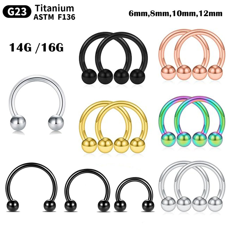 1/5Pcs Titanium Horseshoe Sept - Body Jewelry Nipple Rings avis et prix