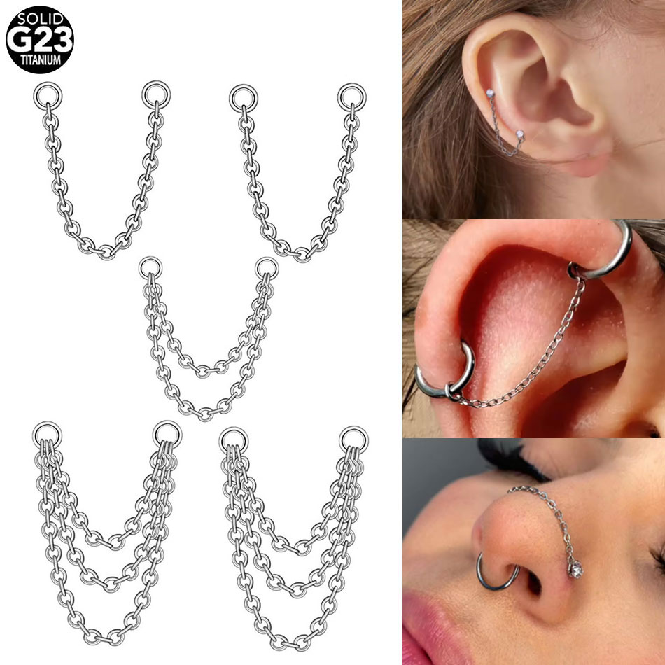 1/5PCS Titanium Double Chain f - Body Jewelry Industrial avis et prix