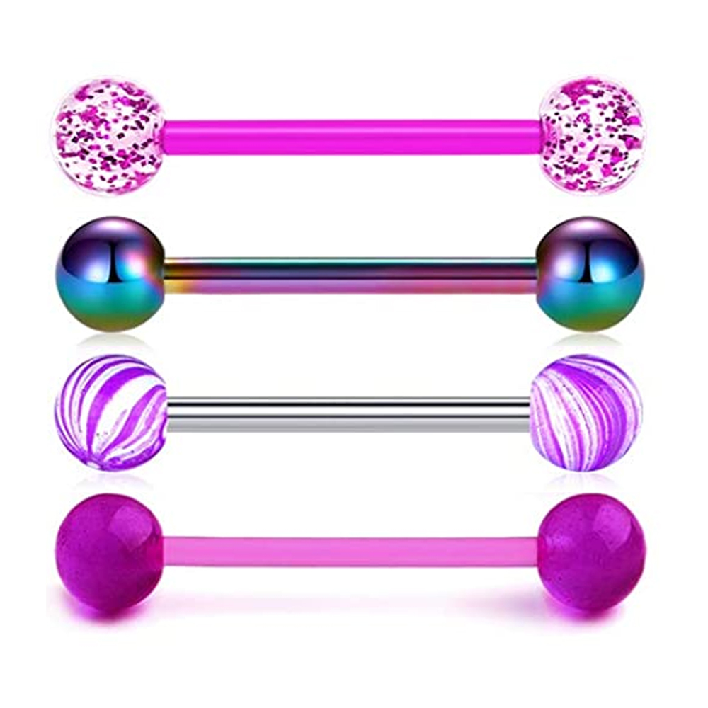 1PCS/4PCS Nipple Tongue Rings  - Tongue Barbell Straight avis et prix