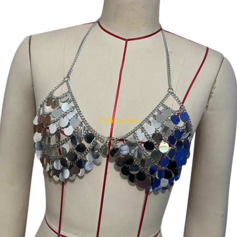 N58F Festive Sequins Vest Top  - Body Jewelry Vest avis et prix