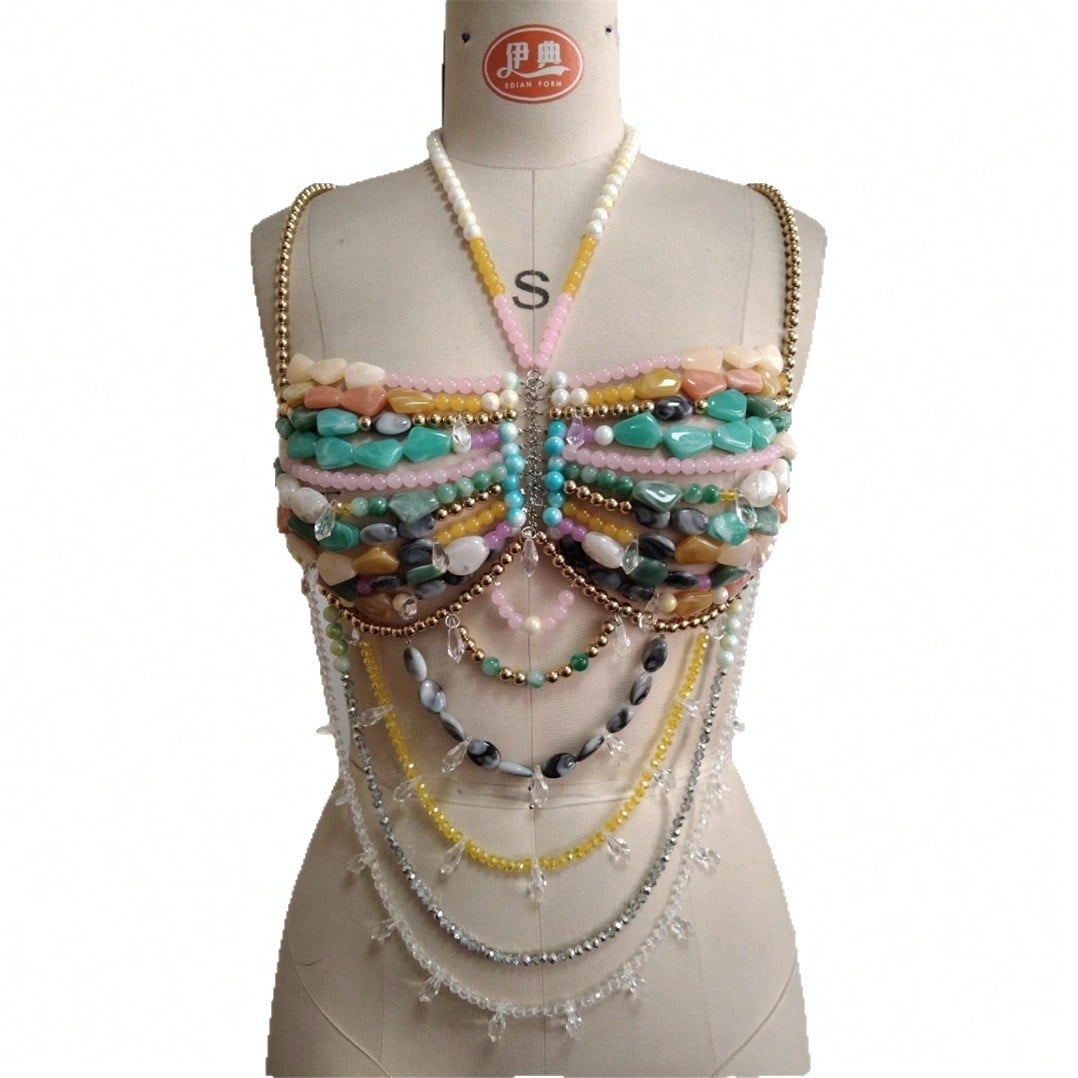 GLOSSMOON Handmade Beaded Vest - Body Jewelry Vest avis et prix