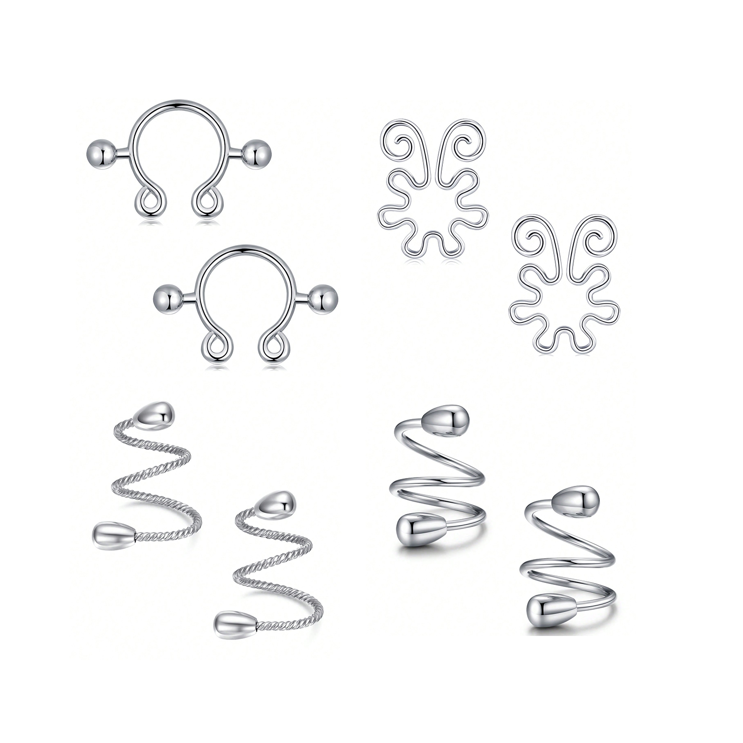 8Pcs Stainless Fake Nipple Rin - Body Jewelry Nipple Rings avis et prix