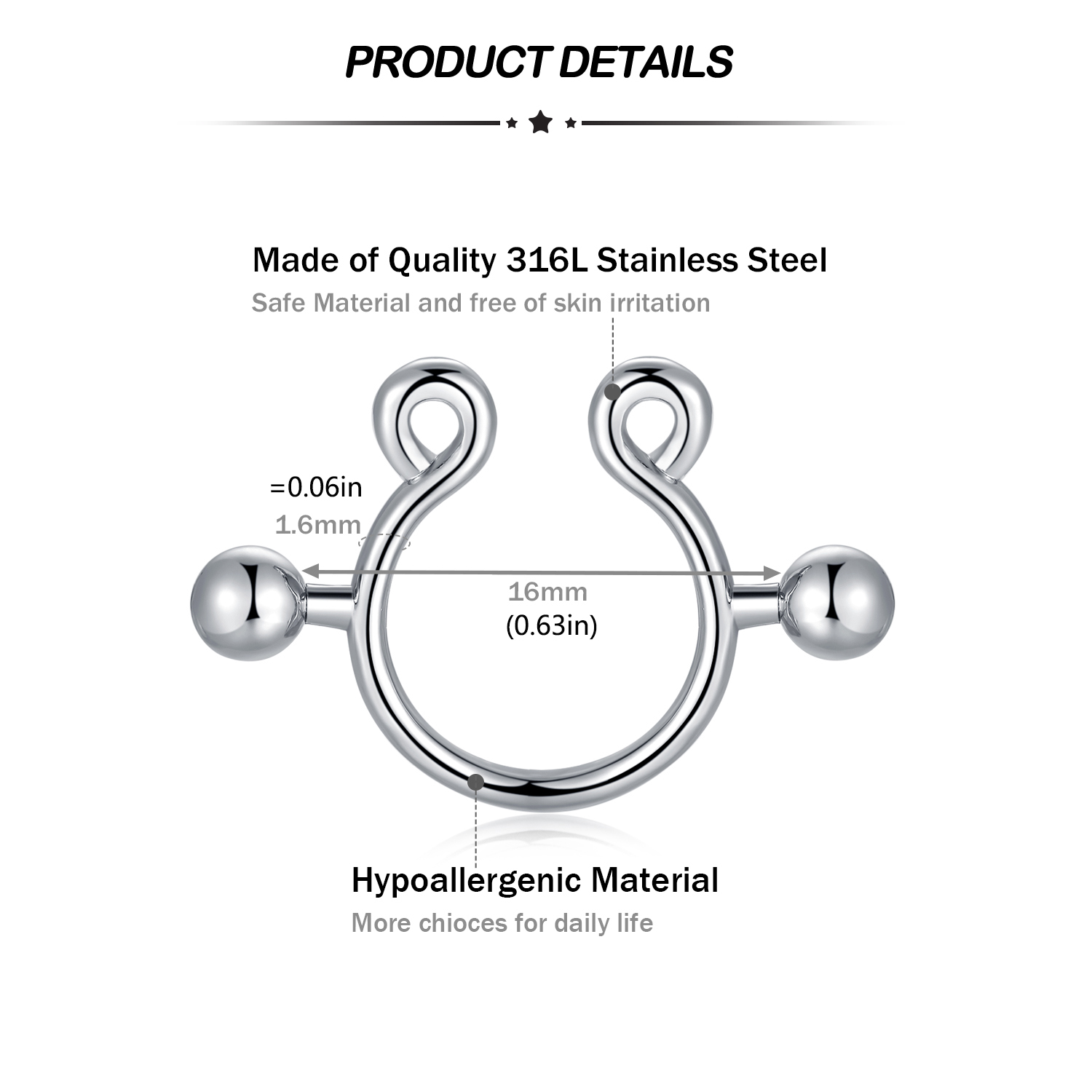 8Pcs Stainless Fake Nipple Rin - Body Jewelry Nipple Rings avis et prix