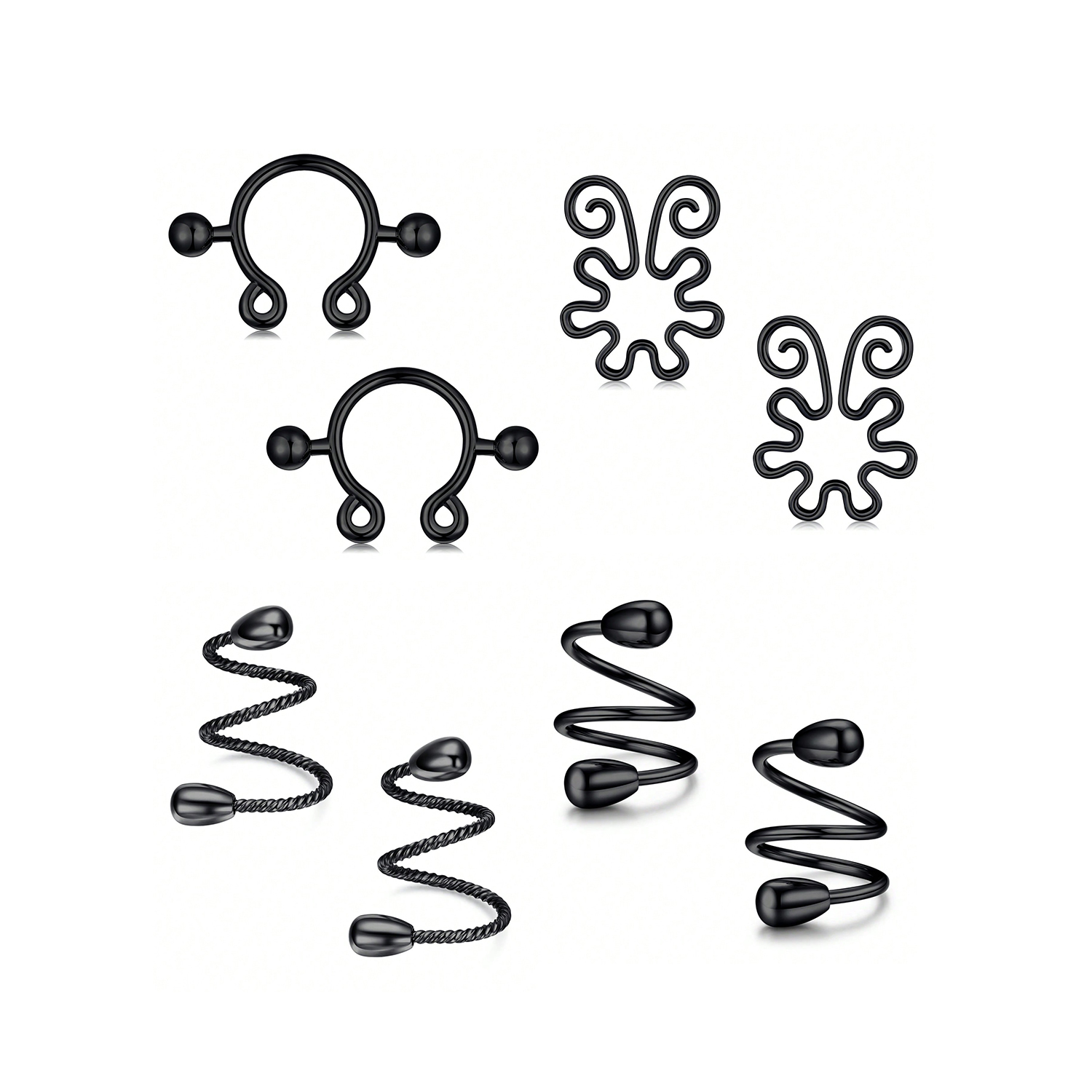 8Pcs Stainless Fake Nipple Rin - Body Jewelry Nipple Rings avis et prix