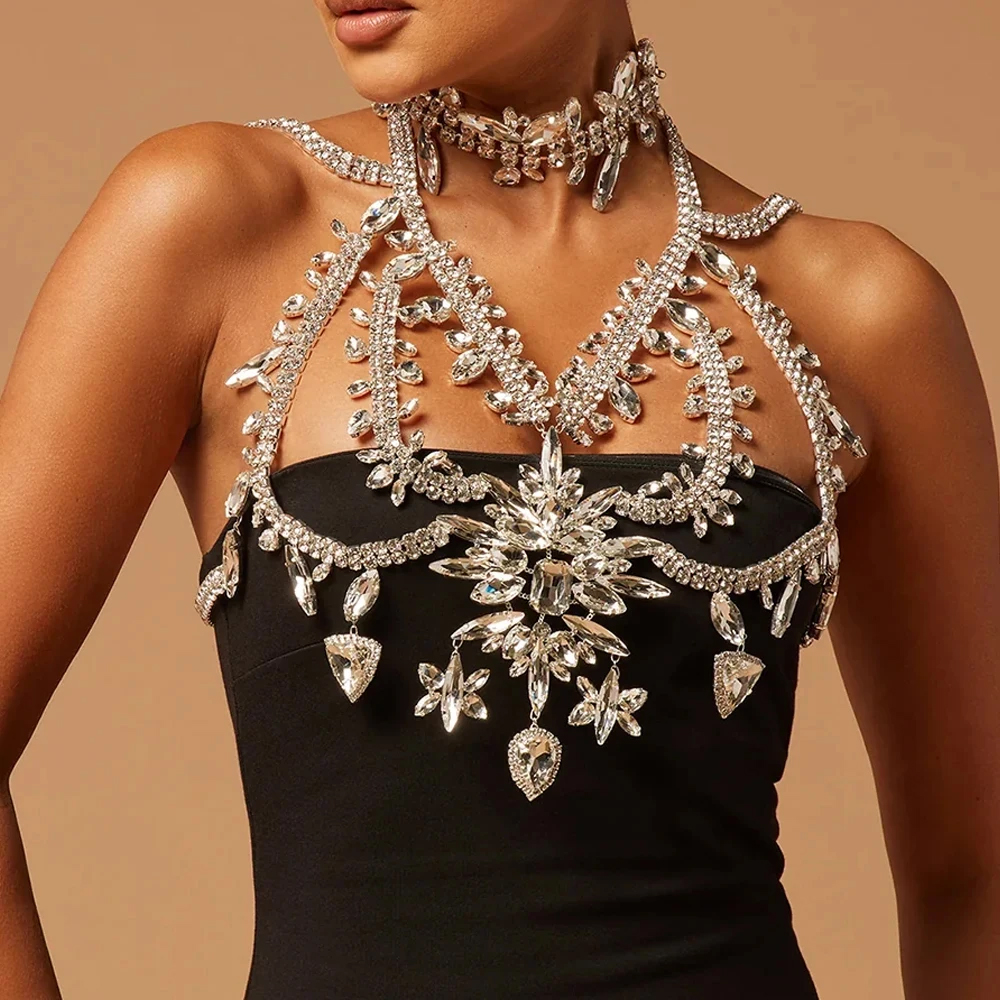 Summer Exaggerated Crystal Bra - Body Jewelry Vest avis et prix