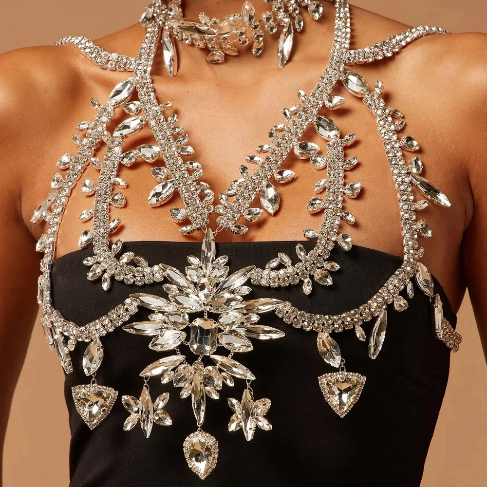 Summer Exaggerated Crystal Bra - Body Jewelry Vest avis et prix