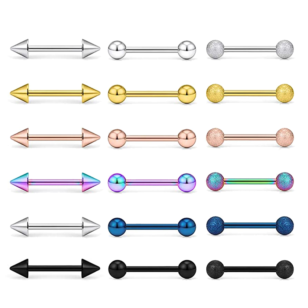 14G Tongue Rings Surgical Stee - Tongue Barbell Straight avis et prix