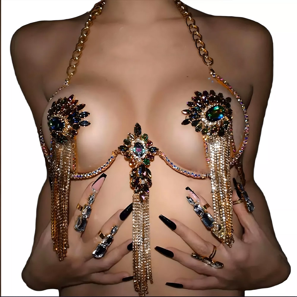 Sexy Tassel Color Crystal Ches - Body Jewelry Nipple Rings avis et prix