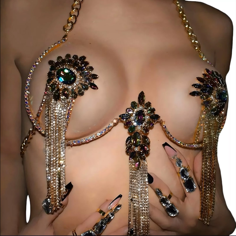 Sexy Tassel Color Crystal Ches - Body Jewelry Nipple Rings avis et prix
