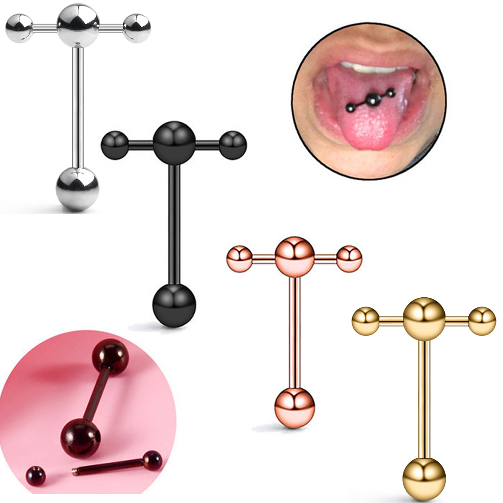 1pc 14G Stainless Steel T-Shap - Tongue Barbell Straight avis et prix