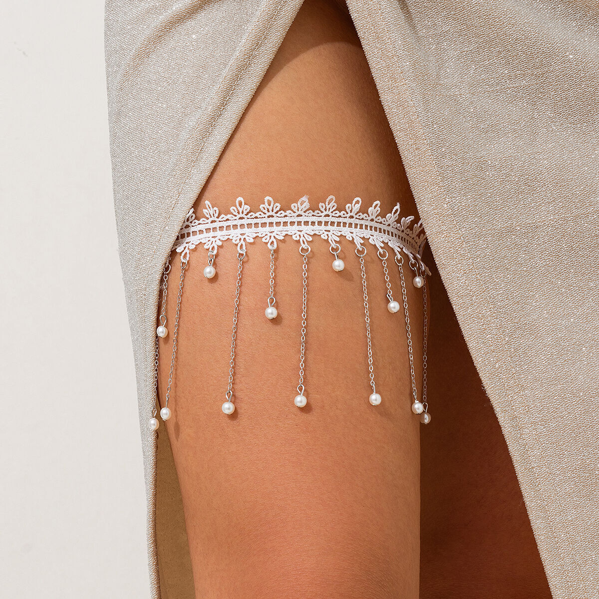 KunJoe Sexy Elegant White Lace - Body Jewelry Thigh Chain avis et prix